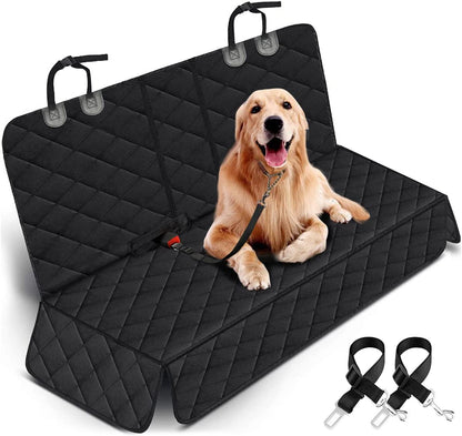 Universal Dog Back Seat Cover – Waterproof, Scratchproof Bench Protector with Middle Armrest Access (Black)