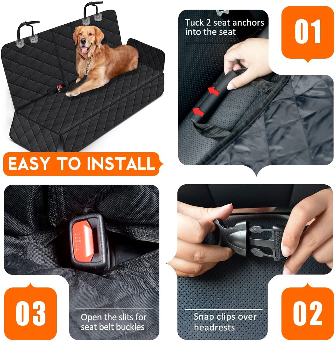 Universal Dog Back Seat Cover – Waterproof, Scratchproof Bench Protector with Middle Armrest Access (Black)